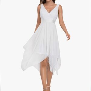 Chiffon White Sleeveless Dress